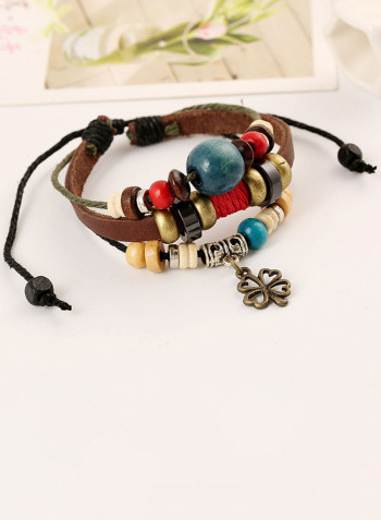Leather Luckweed Beaded Bracelet