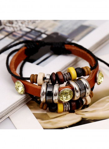 Leather Punk Beaded Bracelet