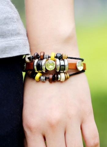 Leather Punk Beaded Bracelet