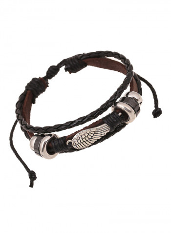 Leather Winged Antique Beaded Bracelet