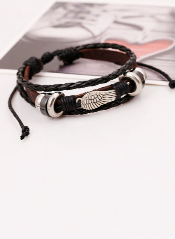 Leather Winged Antique Beaded Bracelet