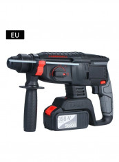 21V Brushless Heavy Duty Cordless 4 Function Rotary Hammer Drill Kit with Two 4.0Ah Battery and Carry Box Black/Red