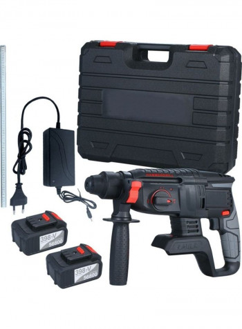 21V Brushless Heavy Duty Cordless 4 Function Rotary Hammer Drill Kit with Two 4.0Ah Battery and Carry Box Black/Red