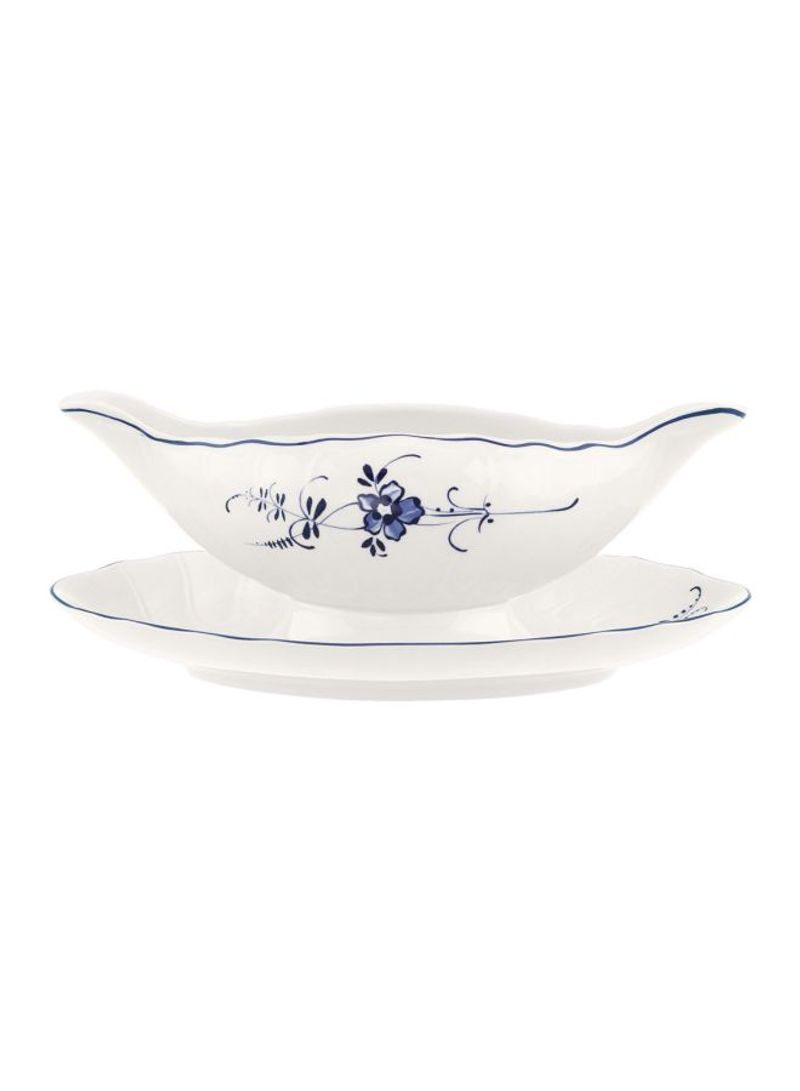 Old Luxembourg Sauce Boat With Stand White/Blue 0.4L