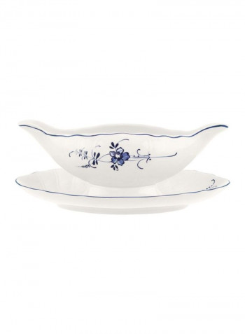 Old Luxembourg Sauce Boat With Stand White/Blue 0.4L