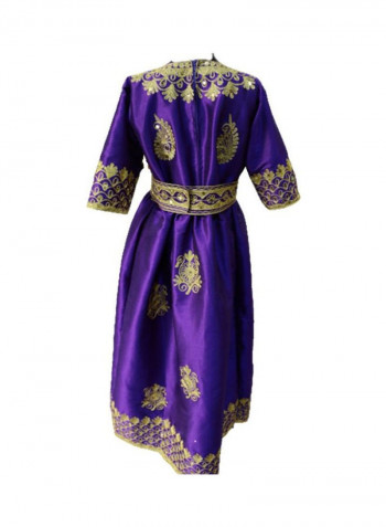 Al Darzy Long Sleeve Jalabiya Dress Purple/Gold