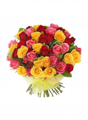 Summer Fruit Rose Bouquet Red/Yellow/Green