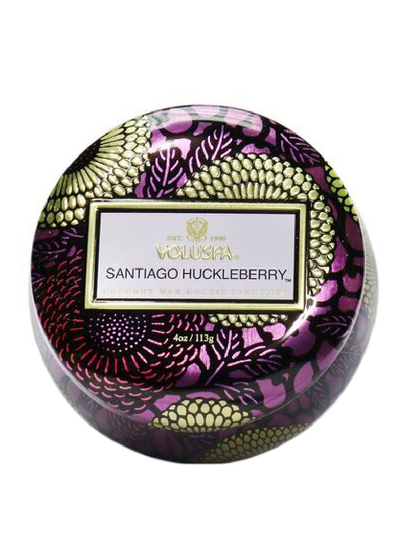 Decorative Scented Tin Candle - Santiago Huckleberry Purple/Gold/Red 4ounce