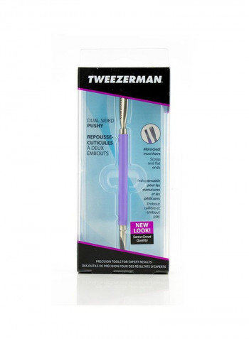 Dual Sided Pushy Cuticle Pusher أرجواني / فضي