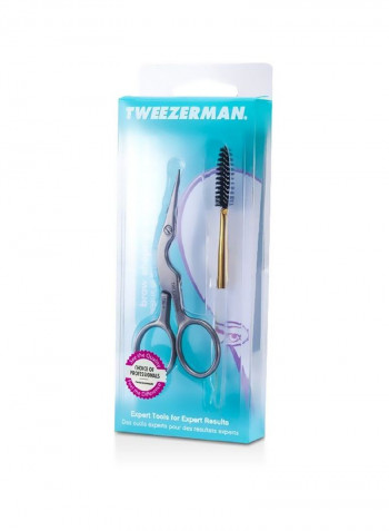 Pack Of 2 Brow Shaping Scissors And Brush فضي/أسود/ذهبي