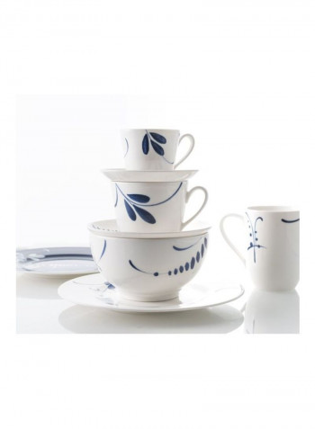 4-Piece Old Luxembourg Brindille Printed Porcelain Bowl White/Blue 2.6L