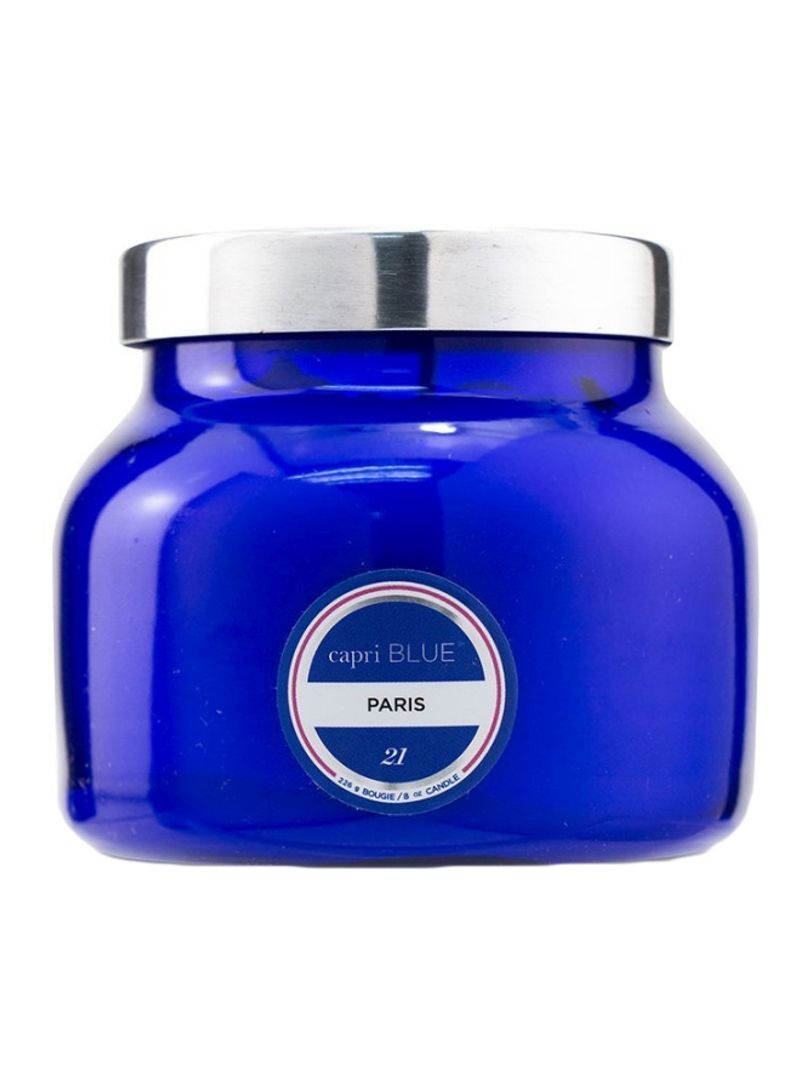 Paris Fragrance Jar Candle Blue/Silver 3x3.75inch