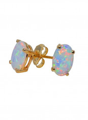 14K Yellow Gold And Sterling Silver Simulated Swarovski Stud Earrings