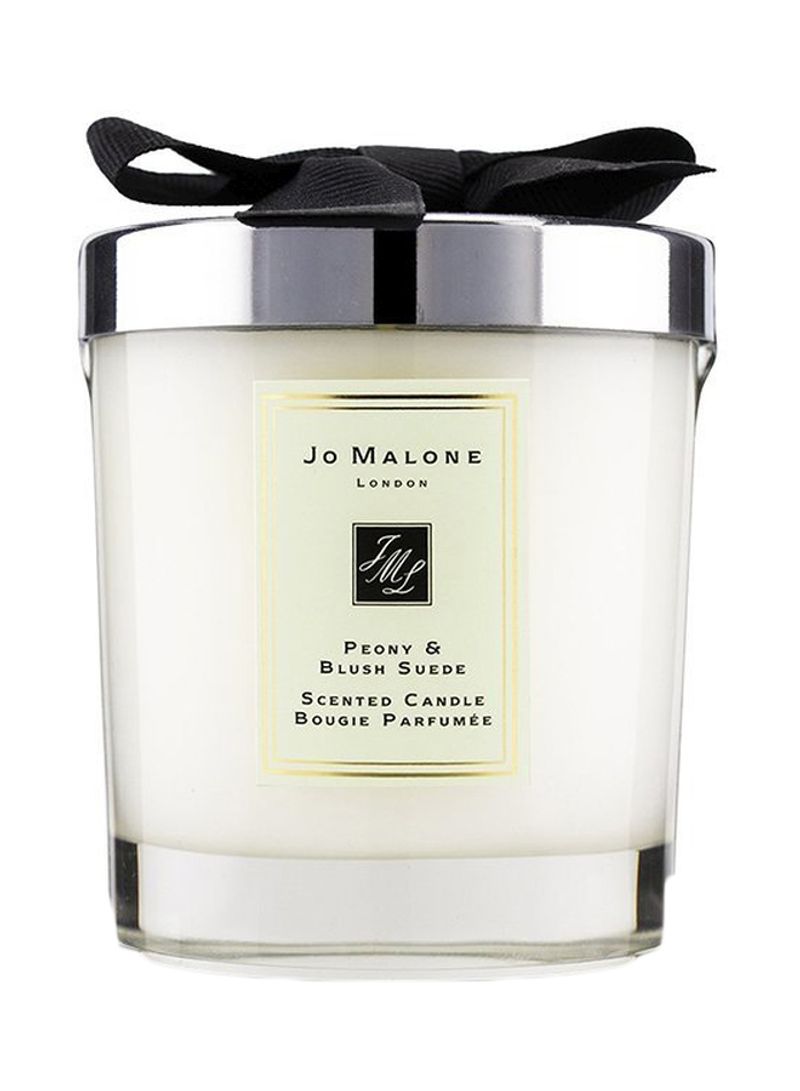 Peony And Blush Suede Scented Candle White/Silver 200g