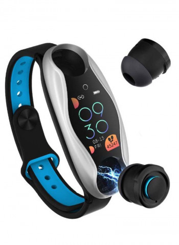 2-In-1 Premium Fitness Tracker With Earphones Blue/Black