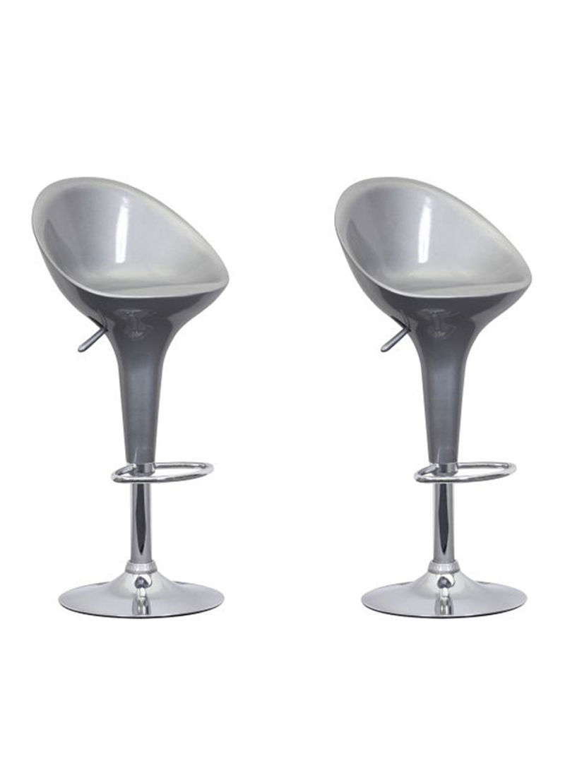 2-Piece Height Adjustable Chair Set Silver