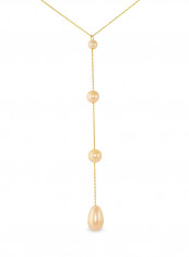 18 Karat Gold Gradual Built-in Drop Pearl Lariat Necklace