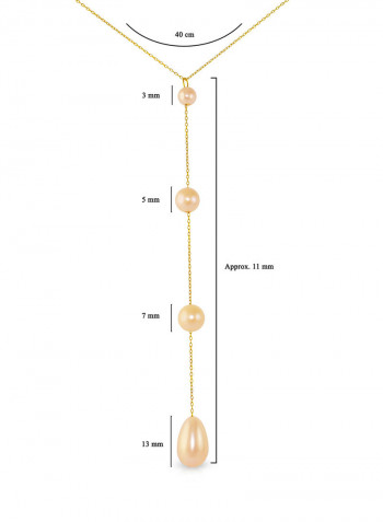 18 Karat Gold Gradual Built-in Drop Pearl Lariat Necklace