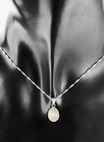925 Sterling Silver Pearl And Diamond Necklace