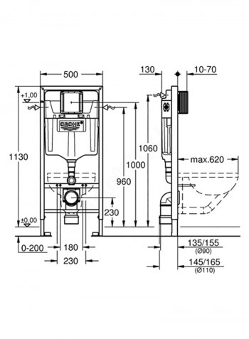 Rapid SL For WC Metal L 500 x W 130 x H 1130millimeter