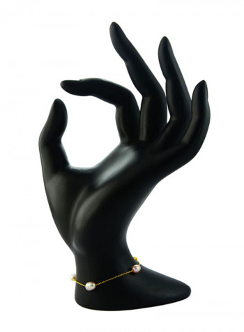 10 Karat Gold Multiple Pearl Chain Bracelet