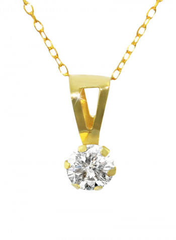 18K Gold Cubic Zircon Solitaire Necklace