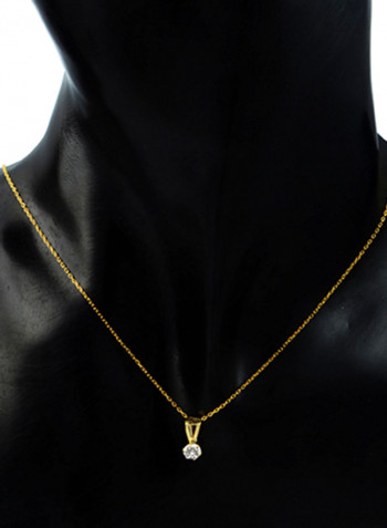 18K Gold Cubic Zircon Solitaire Necklace