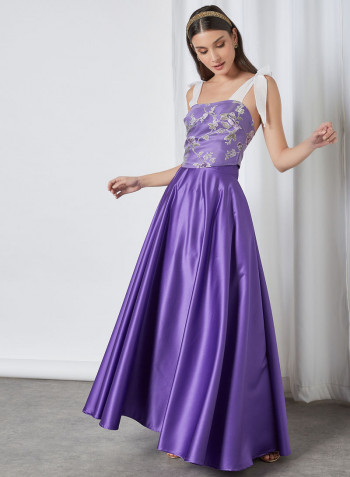 Floral Printed Maxi Dress Purple