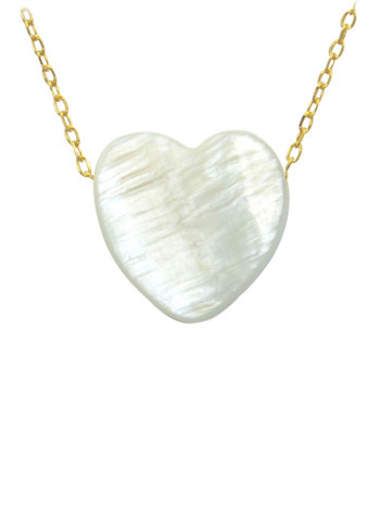 10k Gold Heart Shape Mother Of Pearl Necklace