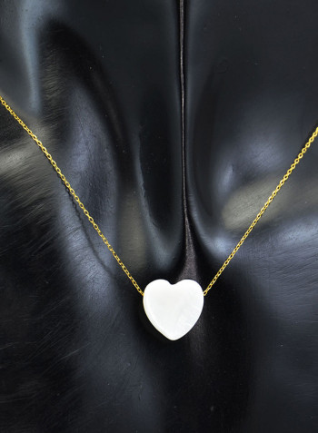 10k Gold Heart Shape Mother Of Pearl Necklace