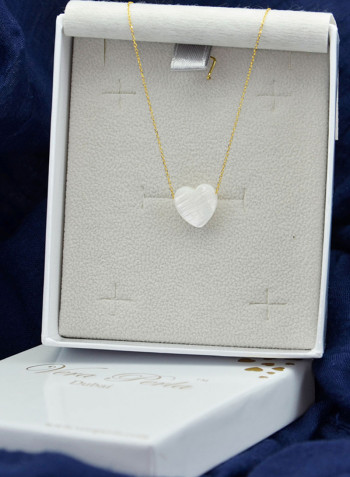 10k Gold Heart Shape Mother Of Pearl Necklace