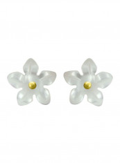 18 Karat Gold Pearl Flower Shell Earrings