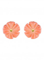 18 Karat Gold Pearl Flower Shell Earrings