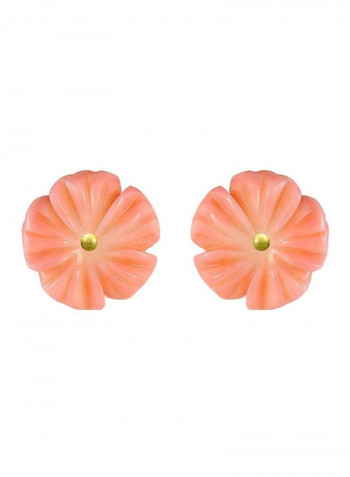 18 Karat Gold Pearl Flower Shell Earrings
