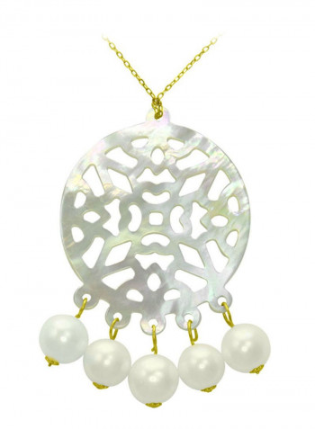 18 Karat Gold Mother Of Pearl Chandelier Necklace
