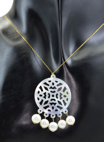 18 Karat Gold Mother Of Pearl Chandelier Necklace