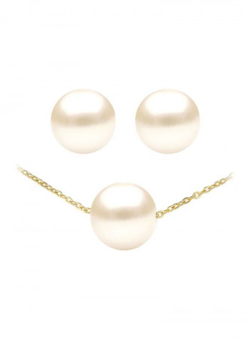 3-Piece 18 Karat Gold Pearl Jewellery Set