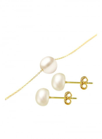 3-Piece 18 Karat Gold Pearl Jewellery Set