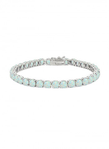 925 Sterling Silver Opal Studded Tennis Bracelet