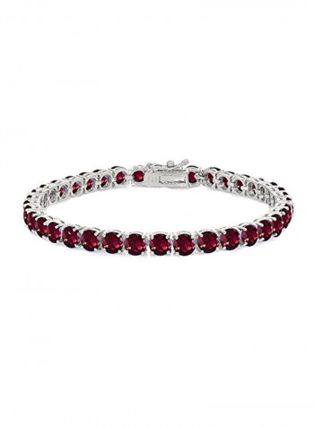925 Sterling Silver Ruby Studded Tennis Bracelet