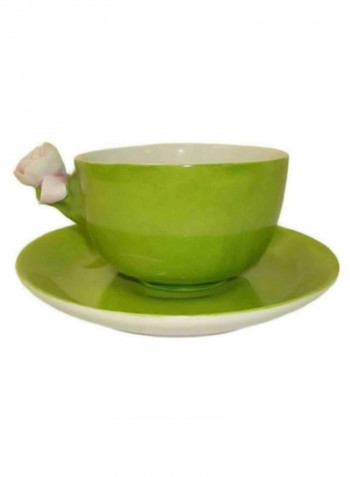 2-Piece Tea Cup And Saucer Set Green 200ml