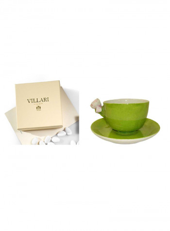 2-Piece Tea Cup And Saucer Set Green 200ml