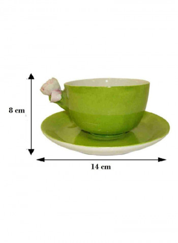 2-Piece Tea Cup And Saucer Set Green 200ml