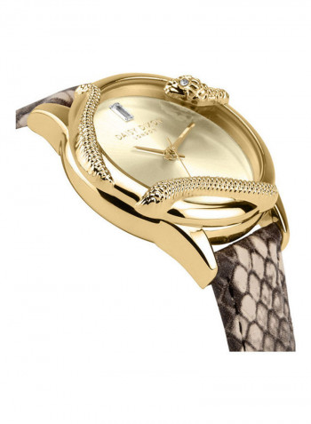 Women's Snake Printed Watch With Gold Dial