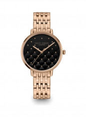 Women's Gold Bracelet Watch With Black Quilted Dial