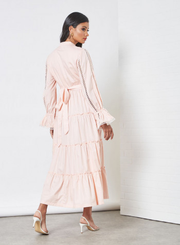 Embroidered Shirt Dress Peach