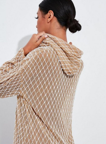 Pearl Embellished Hooded Dress White