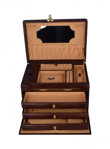 3-Tray Leather Jewelry Box