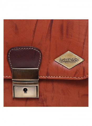 Leather Stitch Detailed Messenger Bag Brown
