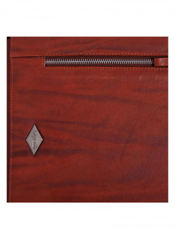 Leather Zipper Closure Crossbody Bag Brown